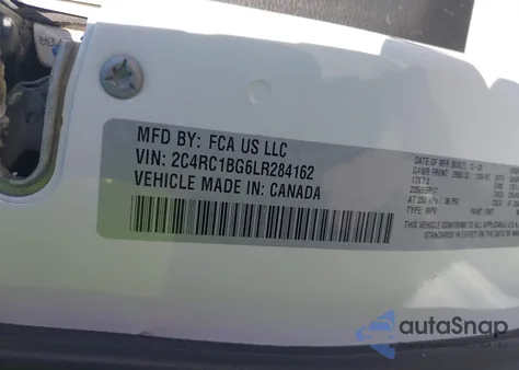 2020 Chrysler Pacifica Touring L z USA, uszkodzony, nr VIN 2C4RC1BG6LR284162